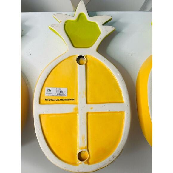 (3) NWT Pineapple Ceramic 12 3/4” Yellow Wall Hanging Decor HD Designs Outdoor - Picture 9 of 11